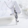 wholesale 925 Sterling Silver Black Cat on Cross Pendant Necklace for Women and Men-0-1