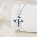 wholesale 925 Sterling Silver Celtic Knot Cross with Blue and Green Enamel Pendants for Women Girls s Chain Length: 46cm (18)-0-4