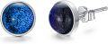 wholesale 925 Sterling Silver Blue Druzy Stone Round Stud Earrings Gift for Her-0-0