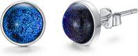 wholesale 925 Sterling Silver Blue Druzy Stone Round Stud Earrings Gift for Her-BLue-6*6mm