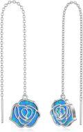 wholesale 925 Sterling Silver Blue Opal Leaf Threader Drop Dangle Earrings for Women Girls Gift Jewelry Accessories 4cm Long Chain Minimalist Fashion Style Lightweight Hypoallergenic Safe Nickel Free Lead-Free Cadmium-Free-0-0