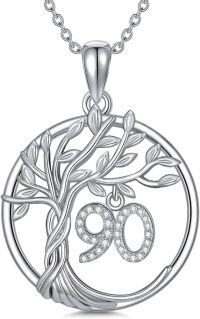wholesale TOUPOP 90th Birthday Gifts For Her S925 Sterling Silver 90 Year Old Necklaces For Women Family Tree Of Life 90th Jewelry Anniversary Christmas Gifts For Mom Grandma Wife -undefined