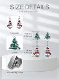 wholesale 925 Sterling Silver Christmas Tree Snowman Enamel Cz Drop Earrings-0-1