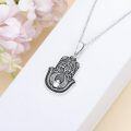 wholesale 925 Sterling Silver Evil Eye Scarab Hamsa Hand Pendant Necklace with Lotus Design-0-2