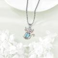 wholesale 925 Sterling Silver Turquoise Highland Cow Pendant Necklace with Pink Accents for Women and Girls-0-2