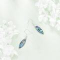 wholesale 925 Sterling Silver Feather Design Abalone Shell Drop Earrings-0-2