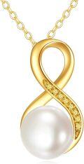 wholesale 14K Gold Freshwater Pearl CZ Infinity Pendant Necklace-0-0