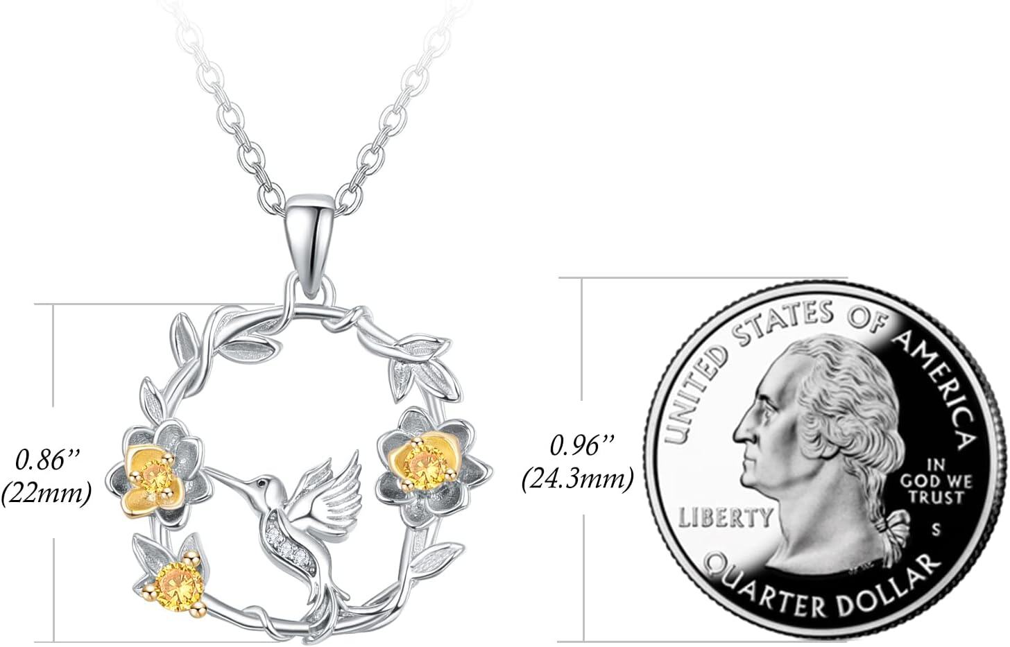  Sterling Silver Gemstone Cute Animal Flower Circle Necklace for Women Dog Fox Giraffe Unicorn Hummingbird Pendant Jewelry Gift -0-5