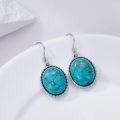 wholesale 925 Sterling Silver & Natural Turquoise Drop Earrings for Women, Elegant Gemstone Jewelry Gift-0-1