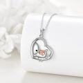 wholesale 925 Sterling Silver Elephant and Baby Animal Heart-Shaped Pendant Necklace  for Women-0-2