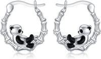 wholesale Sterling Silver Animal Stud Earrings Cat Dinosaur Dolphin Butterfly Jewelry Gift for Women-11-Panda