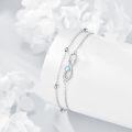 wholesale 925 Sterling Silver Infinity Stethoscope Blue Opal Beaded Double Layer Anklet-0-1
