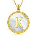 wholesale Gold 925 Sterling Silver Mother of Pearl Initial K Pendant Necklace for Women-0-0