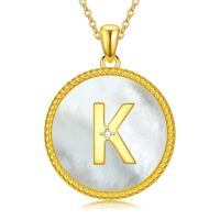 wholesale Gold 925 Sterling Silver Mother of Pearl Initial K Pendant Necklace for Women-Letter K