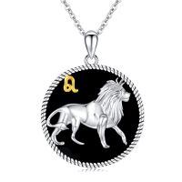 wholesale 925 Sterling Silver Leo Zodiac Sign Round Charm Pendant Necklace-Leo(7.23-8.22)