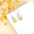 wholesale 925 Sterling Silver Yellow Citrine and Green CZ Drop Earrings-0-3