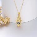 TOUPOP 14k Gold Hamsa Evil Eye Necklace, Star of David Pendant-0-4