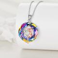 wholesale 925 Sterling Silver Rainbow Crystal Cat Pendant Necklace with Rose Gold Plated Kitty Charm s for Women Girls-0-2
