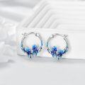 wholesale 925 Sterling Silver Jellyfish Design Small Huggie Hoop Earrings - Blue Stone  for Women-0-2