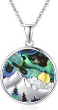 wholesale 925 Sterling Silver Abalone Shell Mountain Pendant Necklace for Women and Men-0-0