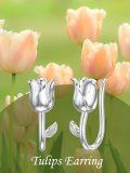 wholesale TOUPOP Tulips Earrings Sterling Silver Tulips Flower Climber Crawler Earrings Flower Tulips Jewelry Tulips Gifts Christmas Xmas Birthday Gifts For Her Women Mom Grandma -0-5