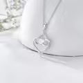 TOUPOP Sterling Silver Birthstone Pendant Necklace, Forever Love Heart Gift For Women-0-3