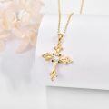 wholesale Gold 925 Sterling Silver Cubic Zirconia-Cut Religious Cross Pendant Necklace for Women Mom Faith Gift-0-1