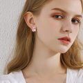 wholesale 925 Sterling Silver Cute Fox Holding Heart Earrings Wholesale Pink-0-9