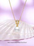 TOUPOP 14k Gold Freshwater Pearl Necklace Bow Heart Dolphin Pendant-0-1