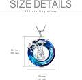 wholesale TOUPOP Elephant Gifts For Women Sterling Silver Animal Elephant Pendant Necklace With Blue Cirlce Crystal Jewelry For Women Gifts -0-2