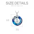 TOUPOP Sterling Silver Blue Crystal Elephant Pendant Necklace For Women-0-2