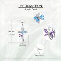 wholesale 925 Sterling Silver Dragonfly Cross Necklace with Blue and Purple Stones Birth Flower Jewelry for Women-0-3
