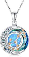 wholesale 925 Sterling Silver Blue Opal Star Constellation Pendant Necklace for Women Astrology s-0-0