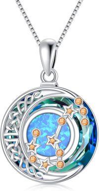 wholesale 925 Sterling Silver Blue Opal Star Constellation Pendant Necklace for Women Astrology s-Blue