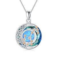 wholesale 925 Sterling Silver Blue Opal Star Constellation Pendant Necklace for Women Astrology s-Blue