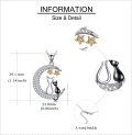 wholesale 925 Sterling Silver Moon & Cats Pendant Necklaces for Women Girls Gifts Jewelry Accessories-0-4