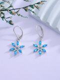 wholesale 925 Sterling Silver Blue Crystal Snowflake Drop Earrings for Women-0-4