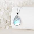 wholesale 925 Sterling Silver Blue Opal Flower Pendant Necklaces for Women s-0-3