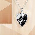 wholesale 925 Sterling Silver Music Lovers Guitar Pick Pendant Necklace Musical  for Women Girls-0-3