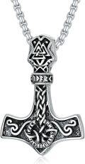 wholesale 925 Sterling Silver Thor's Hammer Pendant Necklace  Norse Viking Jewelry for Men-0-0