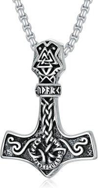 wholesale 925 Sterling Silver Thor's Hammer Pendant Necklace  Norse Viking Jewelry for Men-B-Viking Mjöllnir