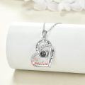 wholesale 925 Sterling Silver Heart Pendant with Black Stone & Cubic Zirconia - I Love You to the Moon and Back Gifts for Grandma Mother's Day Jewelry-0-4