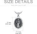 wholesale 925 Sterling Silver Oval St. Jude Medal Necklace with Praying Hands and Cross Design-0-2