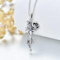 wholesale 925 Sterling Silver Rose and Sword Pendant Necklaces for Women/Men-0-1