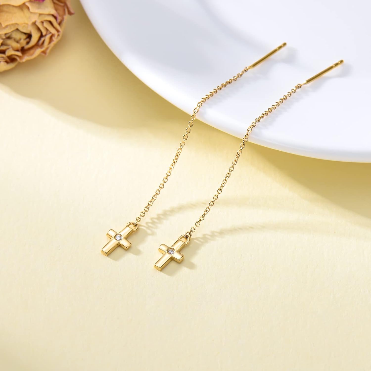 wholesale 14K Gold Evil Eye Cross Sunflower Drop Earrings for Women-0-2