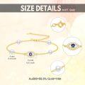 wholesale 14K Gold White Pearl and Sapphire Evil Eye Charm Bracelet (Adjustable)-0-3