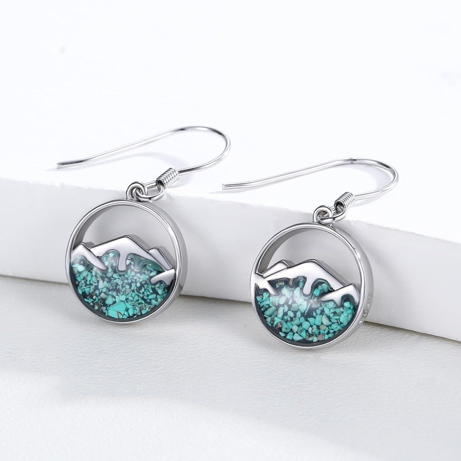 Sterling Silver Abalone Mountain Earrings for Women Nature Dangle Jewelry Gifts-0-2