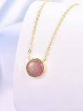 wholesale 925 Sterling Silver Red Fire Opal Round Pendant Necklace with Gold Plated Chain - 18+2 Length-0-4