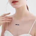 wholesale  Sterling Silver Black Onyx Horizontal Bar Necklace with Branch Design, 30mm Pendant, 18+2 Chain, Elegant Gift for Women-0-3