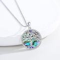wholesale 925 Sterling Silver Abalone Shell Tree of Life Pendant Necklace with Cross for Women's -0-2